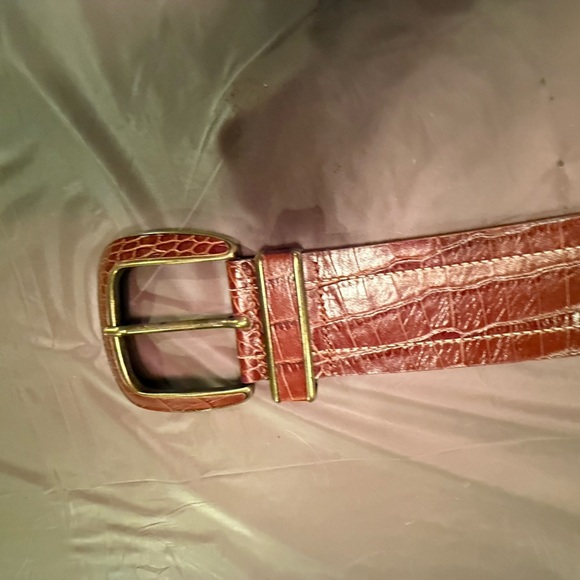 Per Se by Carlisle Brown Leather Embossed 2.25” Women’s Belt Size Medium $368 - Picture 5 of 10